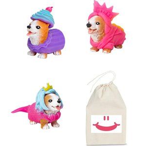 Schylling Fun to squish, hug 3 Squeeze Party Puppies Rave  Neon Costume-…